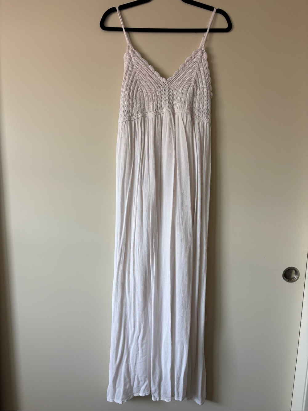 Sacred Threads Cream Textured Rib Knit maxi dress
